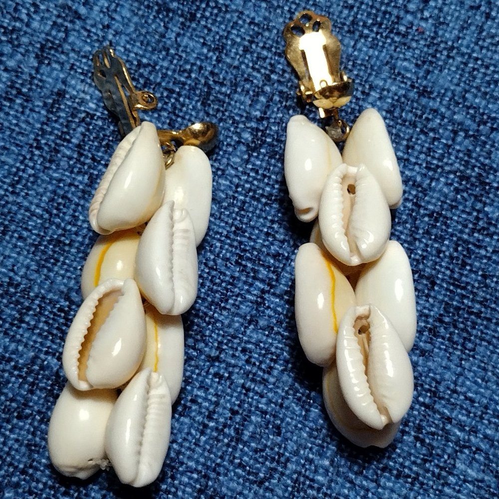 Cowrie Shell Clip Earrings